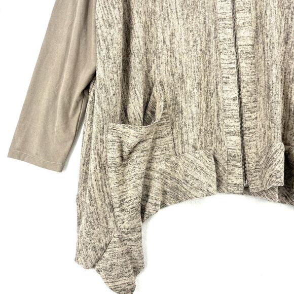 LOGO by Lori Goldstein Tunic Cardigan Sweater Top Mixed Media Marled Gray 1X - Picture 4 of 9